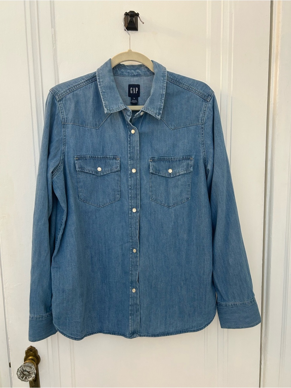 GAP Blue Denim Western Snap-Front Shirt